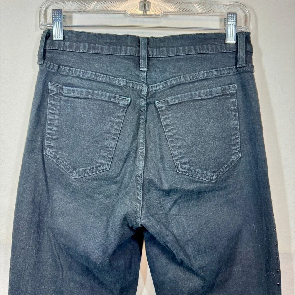 NYDJ‎ Black Wash Slim Leg Jeans Rhinestone Embellished Denim Pants Size 6